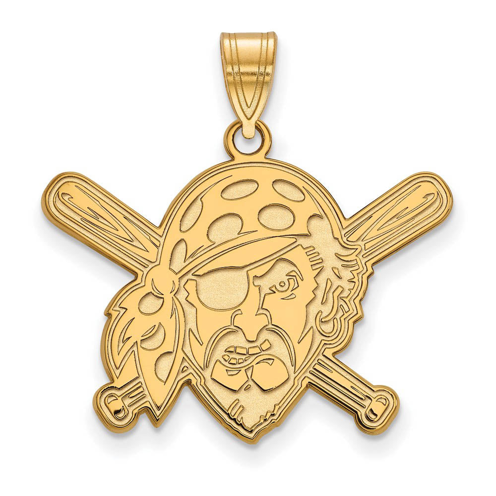 14K Gold Plated Silver MLB Pittsburgh Pirates Large Buccaneer Pendant, Item P32815 by The Black Bow Jewelry Co.