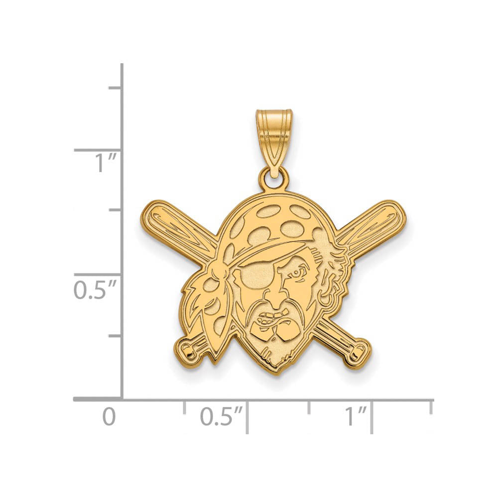 Alternate view of the 14K Gold Plated Silver MLB Pittsburgh Pirates Large Buccaneer Pendant by The Black Bow Jewelry Co.