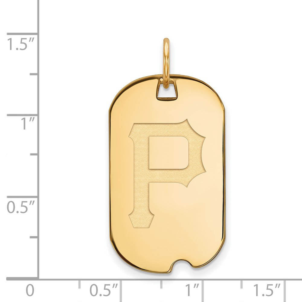 Alternate view of the 14K Gold Plated Silver MLB Pittsburgh Pirates Small Dog Tag Pendant by The Black Bow Jewelry Co.