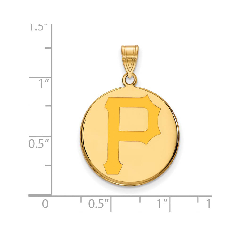 Alternate view of the 14K Gold Plated Silver MLB Pittsburgh Pirates LG Enamel Disc Pendant by The Black Bow Jewelry Co.