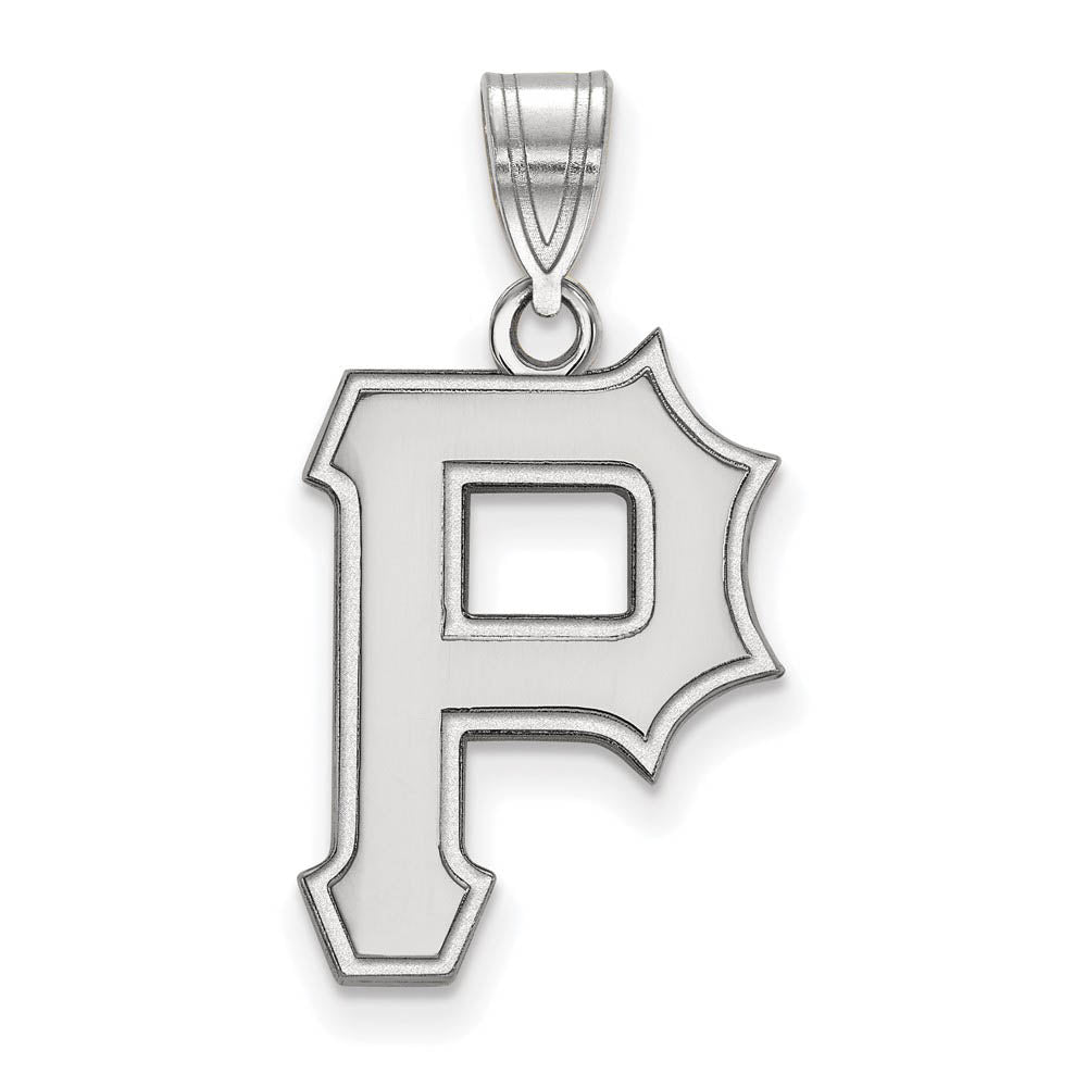 Sterling Silver MLB Pittsburgh Pirates Large Letter P Pendant, Item P32828 by The Black Bow Jewelry Co.