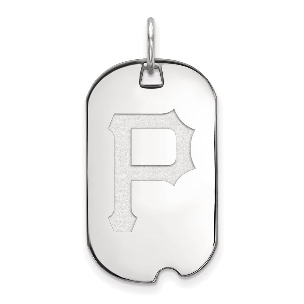 Sterling Silver MLB Pittsburgh Pirates Small Dog Tag Pendant, Item P32839 by The Black Bow Jewelry Co.