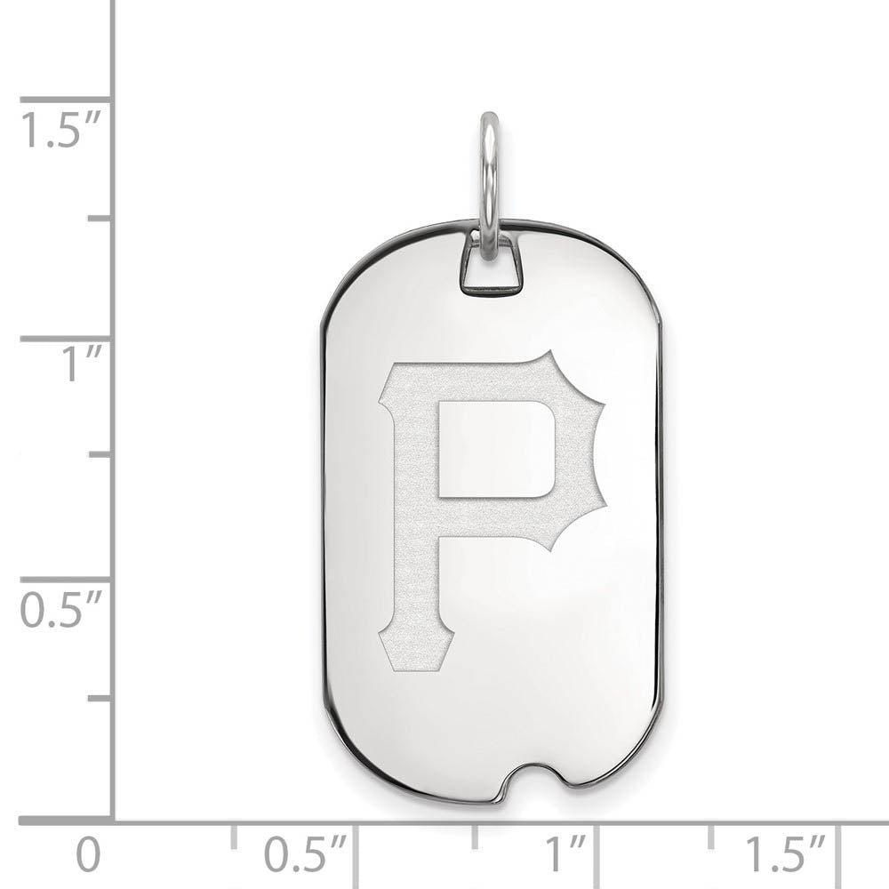 Alternate view of the Sterling Silver MLB Pittsburgh Pirates Small Dog Tag Pendant by The Black Bow Jewelry Co.