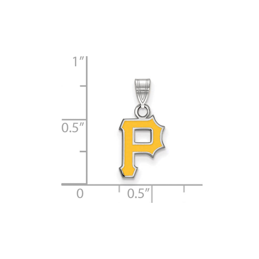 Alternate view of the Sterling Silver MLB Pittsburgh Pirates Small P Enamel Pendant by The Black Bow Jewelry Co.