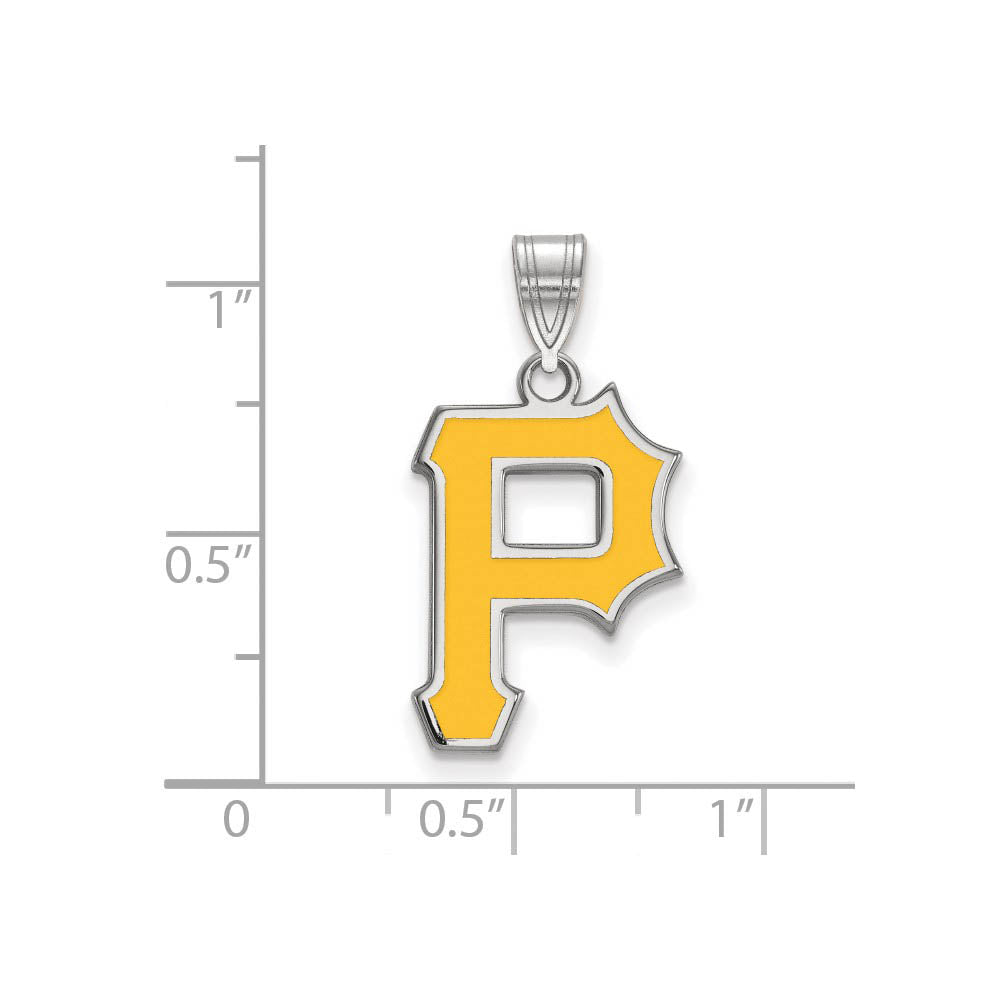 Alternate view of the Sterling Silver MLB Pittsburgh Pirates Large P Enamel Pendant by The Black Bow Jewelry Co.