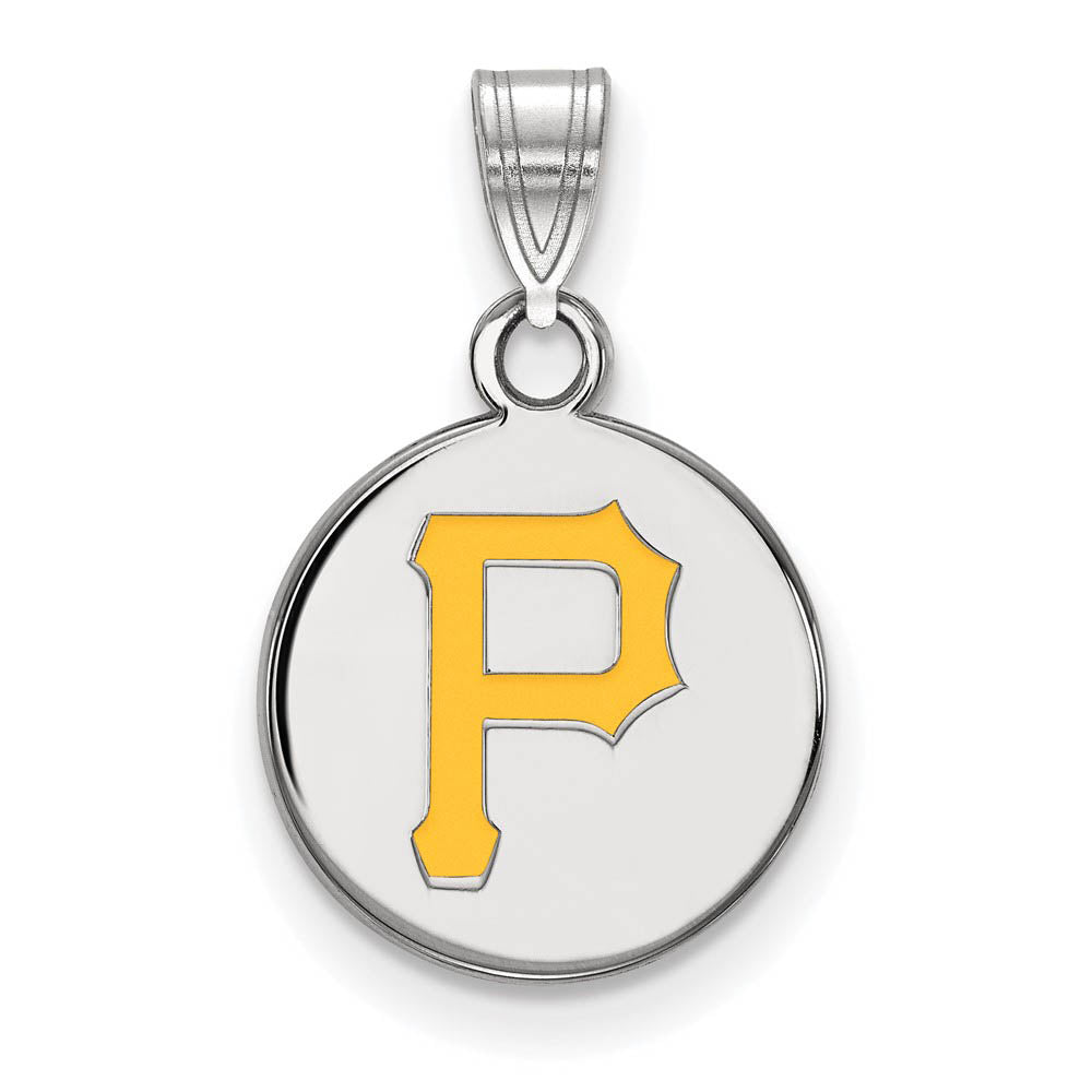 Sterling Silver MLB Pittsburgh Pirates SM Enamel Disc Pendant, Item P32842 by The Black Bow Jewelry Co.