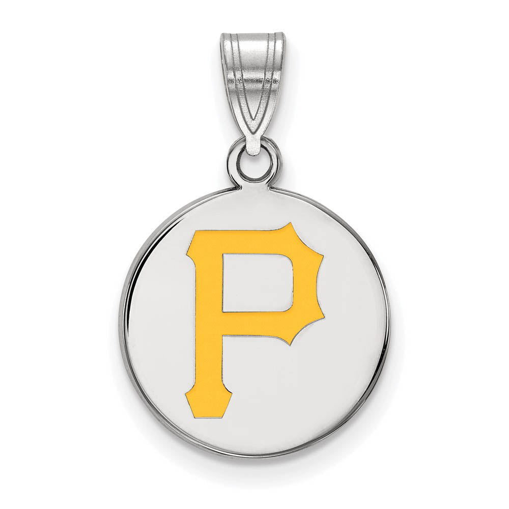 Sterling Silver MLB Pittsburgh Pirates MD Enamel Disc Pendant, Item P32843 by The Black Bow Jewelry Co.