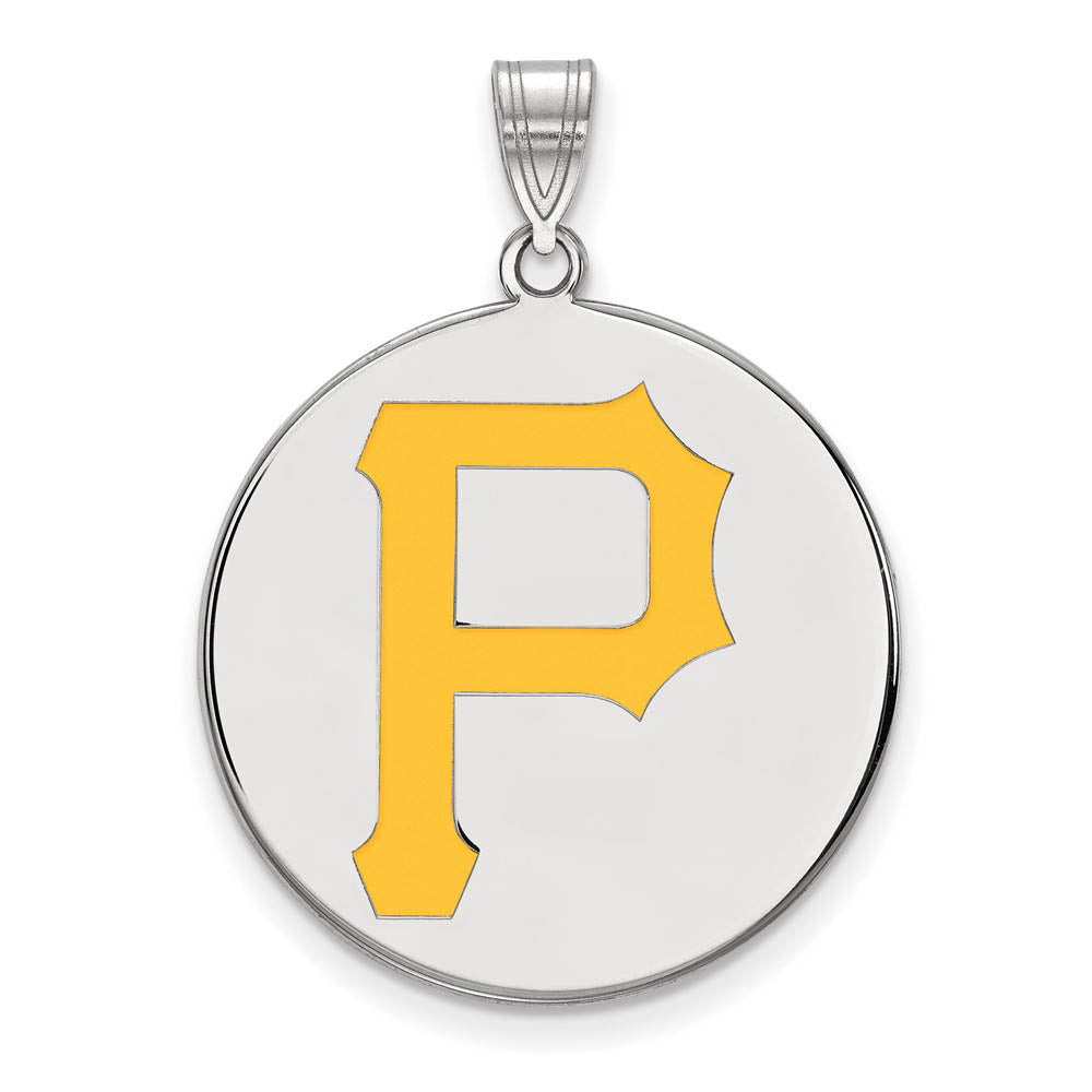Sterling Silver MLB Pittsburgh Pirates XL Enamel Disc Pendant, Item P32845 by The Black Bow Jewelry Co.