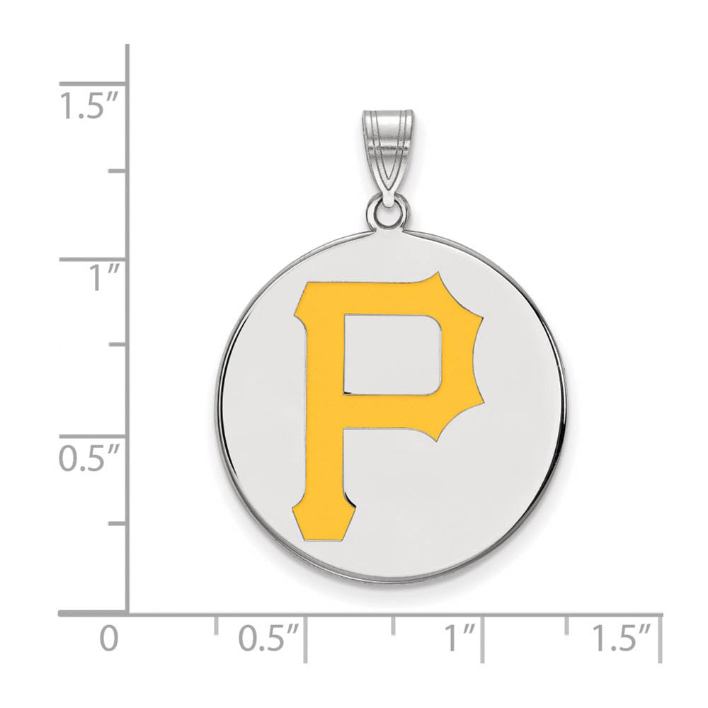 Alternate view of the Sterling Silver MLB Pittsburgh Pirates XL Enamel Disc Pendant by The Black Bow Jewelry Co.