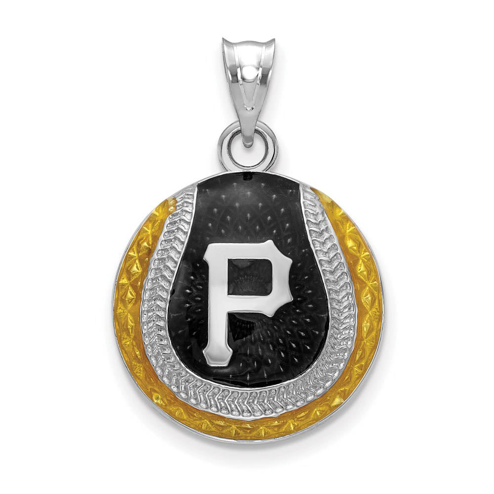 Sterling Silver MLB Pittsburgh Pirates LG Enamel Baseball Pendant, Item P32846 by The Black Bow Jewelry Co.