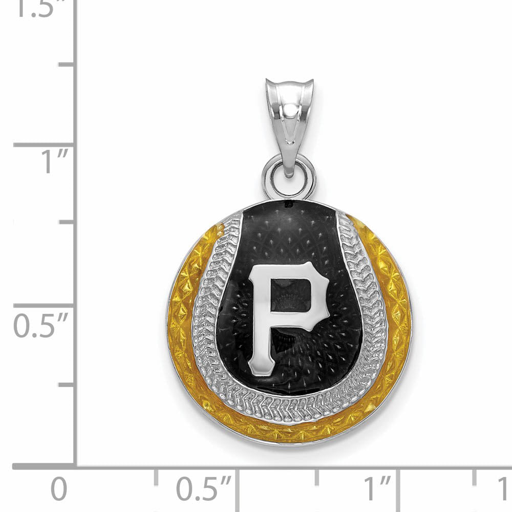 Alternate view of the Sterling Silver MLB Pittsburgh Pirates LG Enamel Baseball Pendant by The Black Bow Jewelry Co.