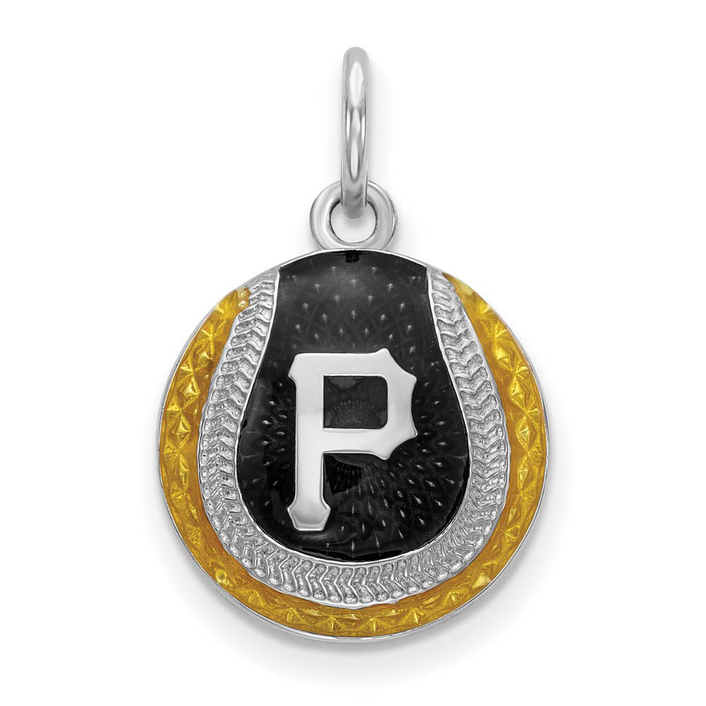 Sterling Silver MLB Pittsburgh Pirates MD Enamel Baseball Charm, Item P32847 by The Black Bow Jewelry Co.