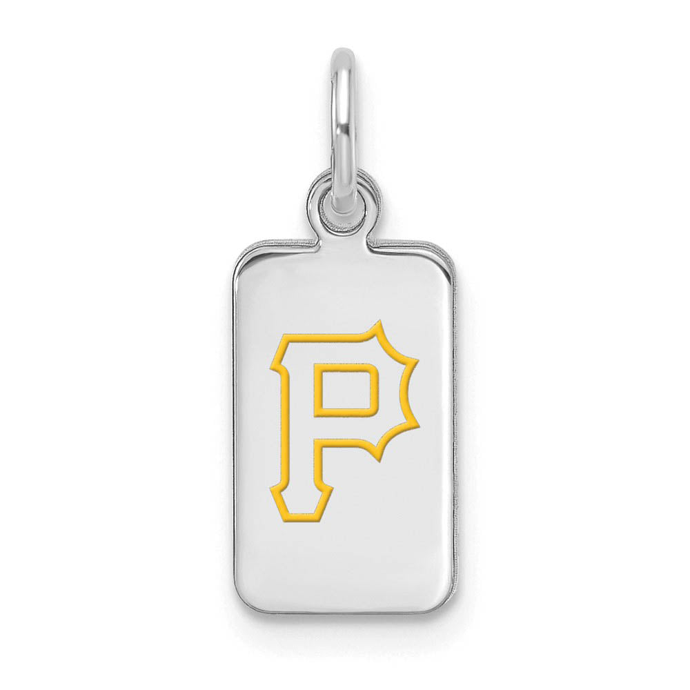 Sterling Silver MLB Pittsburgh Pirates XS (Tiny) Enamel Tag Charm, Item P32849 by The Black Bow Jewelry Co.