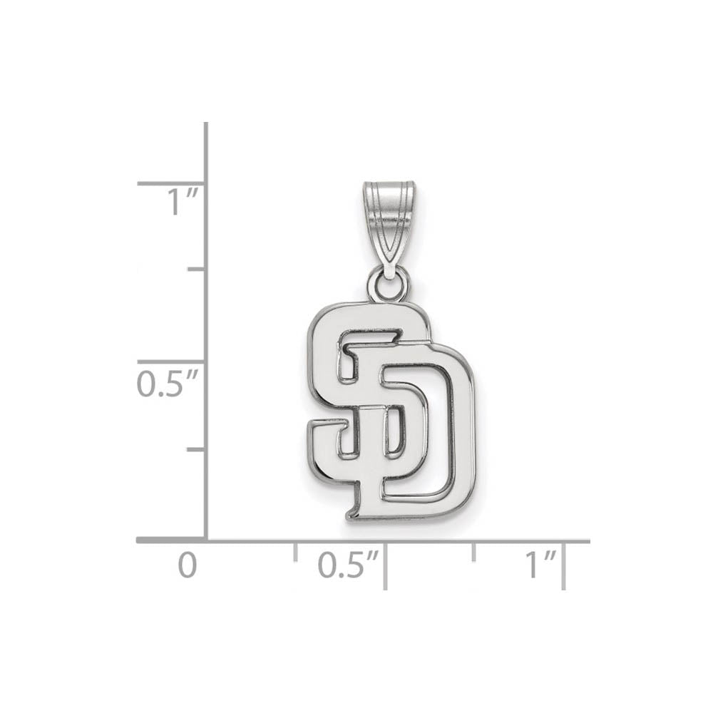 Alternate view of the 10K White Gold MLB San Diego Padres Letters S-D Medium Pendant by The Black Bow Jewelry Co.