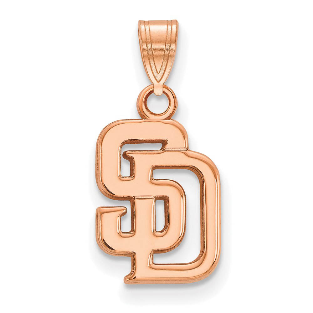 14K Rose Gold MLB San Diego Padres Letters S-D Small Pendant, Item P32864 by The Black Bow Jewelry Co.