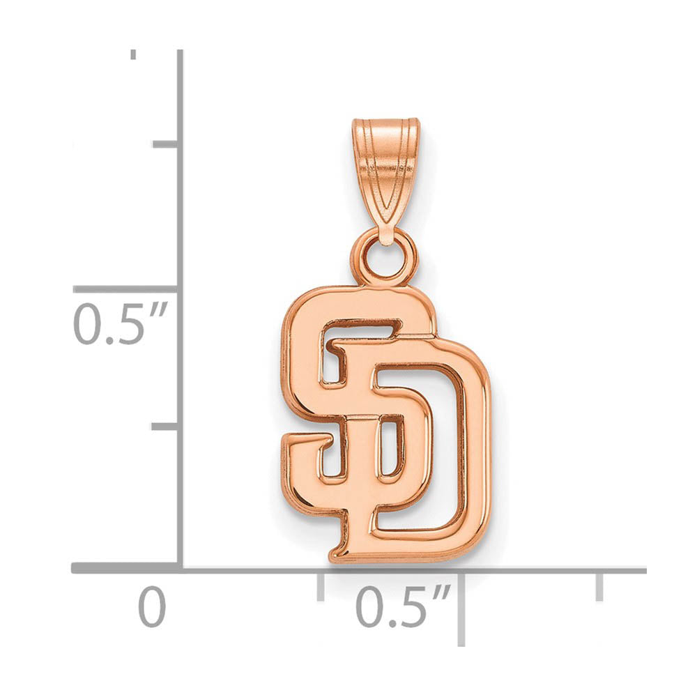 Alternate view of the 14K Rose Gold MLB San Diego Padres Letters S-D Small Pendant by The Black Bow Jewelry Co.