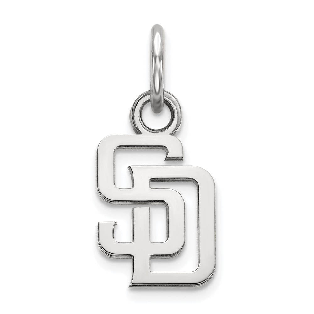 14K White Gold MLB San Diego Padres Letters S-D XS (Tiny) Charm, Item P32865 by The Black Bow Jewelry Co.