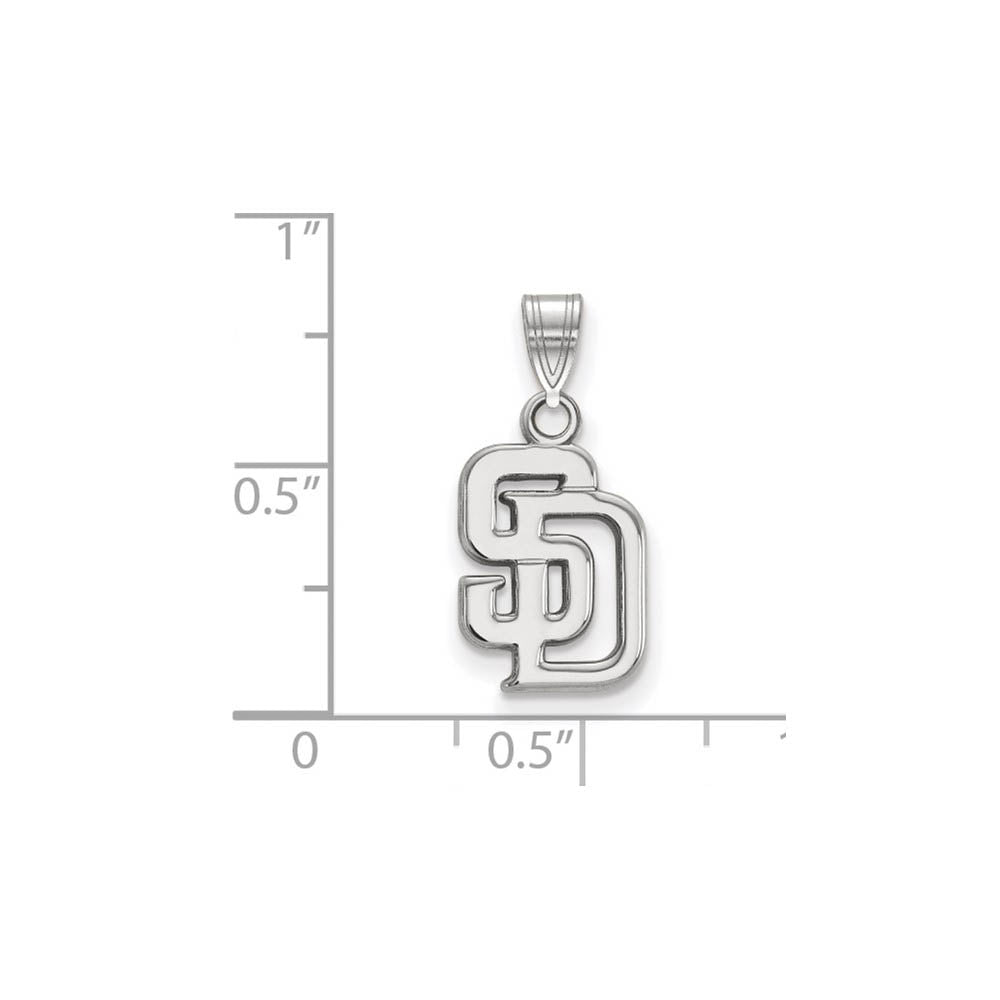 Alternate view of the 14K White Gold MLB San Diego Padres Letters S-D Small Pendant by The Black Bow Jewelry Co.