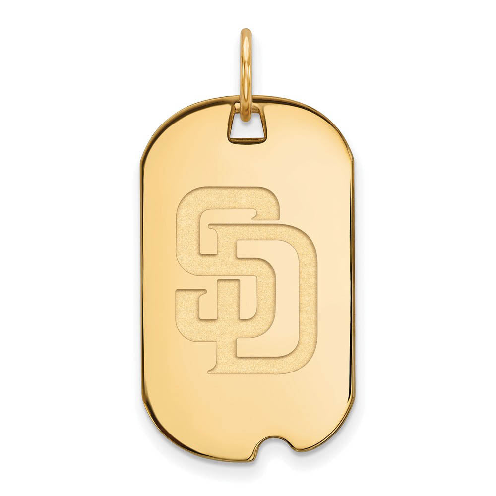 14K Gold Plated Silver MLB San Diego Padres Small Dog Tag Pendant, Item P32890 by The Black Bow Jewelry Co.