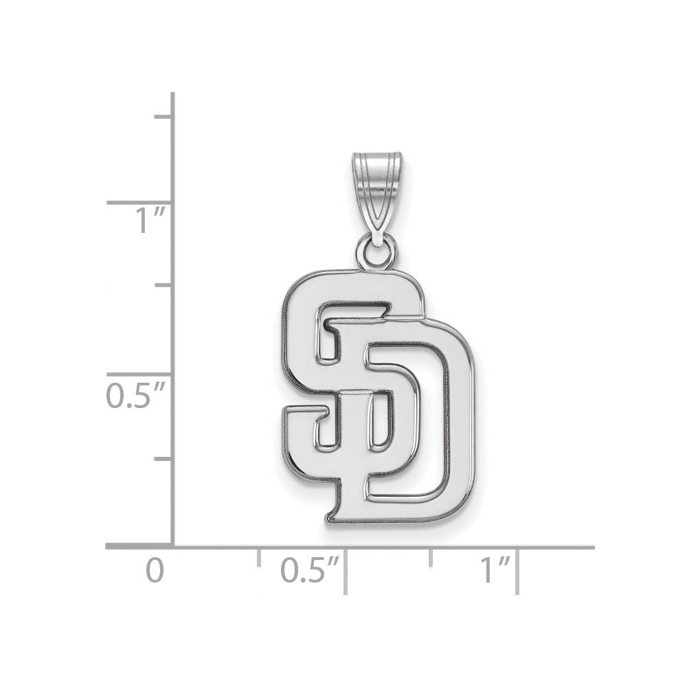Alternate view of the Sterling Silver MLB San Diego Padres Letters S-D Large Pendant by The Black Bow Jewelry Co.