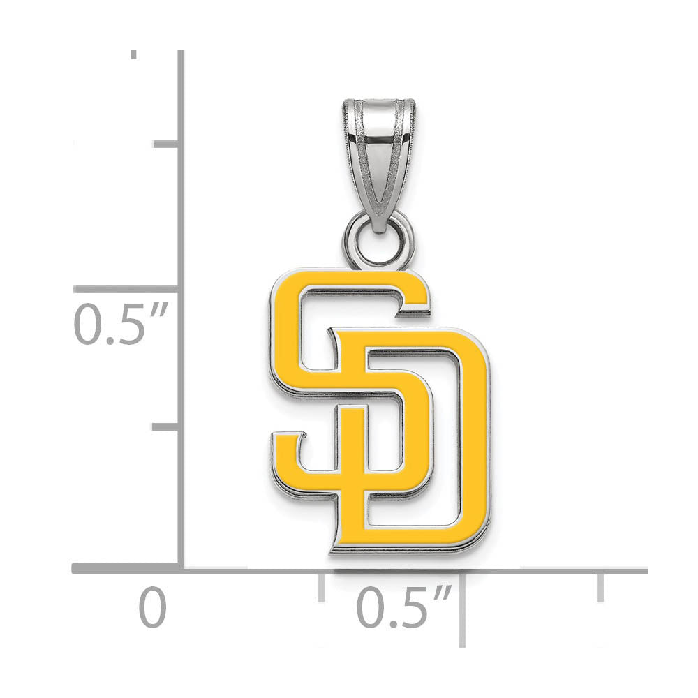 Alternate view of the Sterling Silver MLB San Diego Padres Small Enamel Pendant by The Black Bow Jewelry Co.