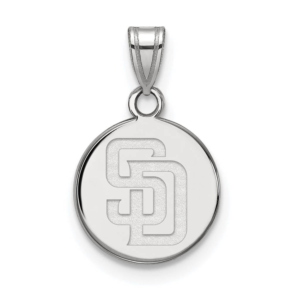 Sterling Silver MLB San Diego Padres Small Disc Pendant, Item P32896 by The Black Bow Jewelry Co.