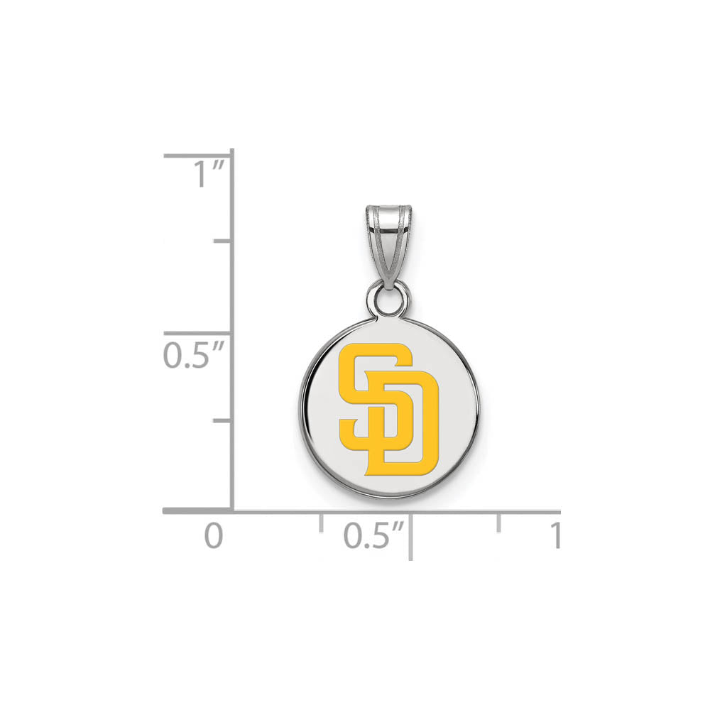 Alternate view of the Sterling Silver MLB San Diego Padres Small Enamel Disc Pendant by The Black Bow Jewelry Co.