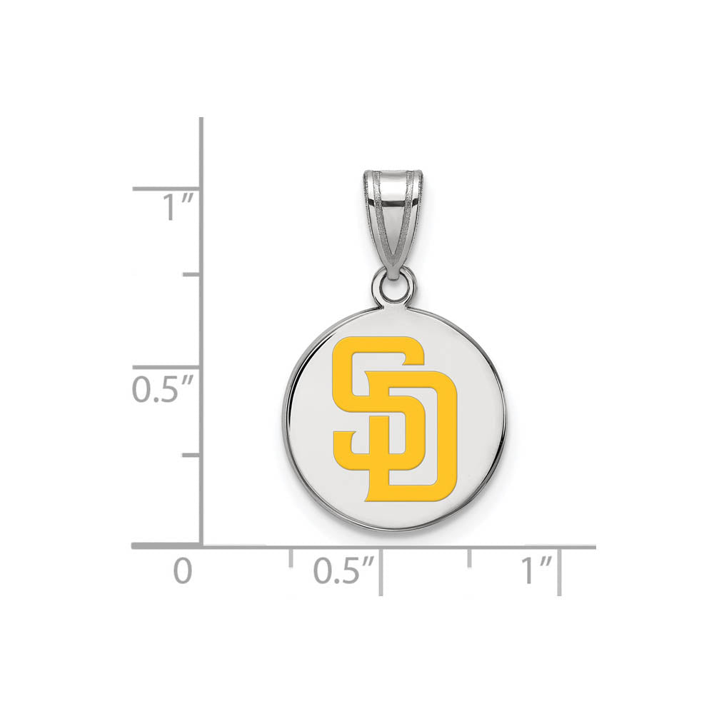 Alternate view of the Sterling Silver MLB San Diego Padres Medium Enamel Disc Pendant by The Black Bow Jewelry Co.