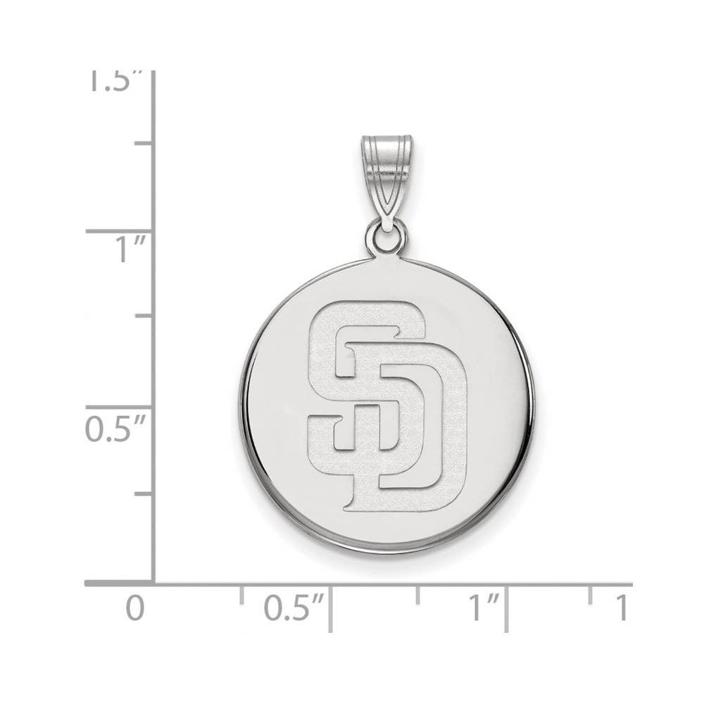 Alternate view of the Sterling Silver MLB San Diego Padres Large Disc Pendant by The Black Bow Jewelry Co.