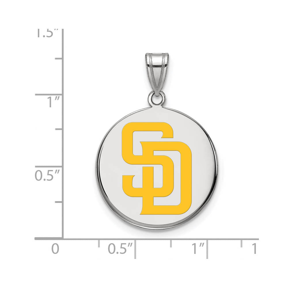 Alternate view of the Sterling Silver MLB San Diego Padres Large Enamel Disc Pendant by The Black Bow Jewelry Co.