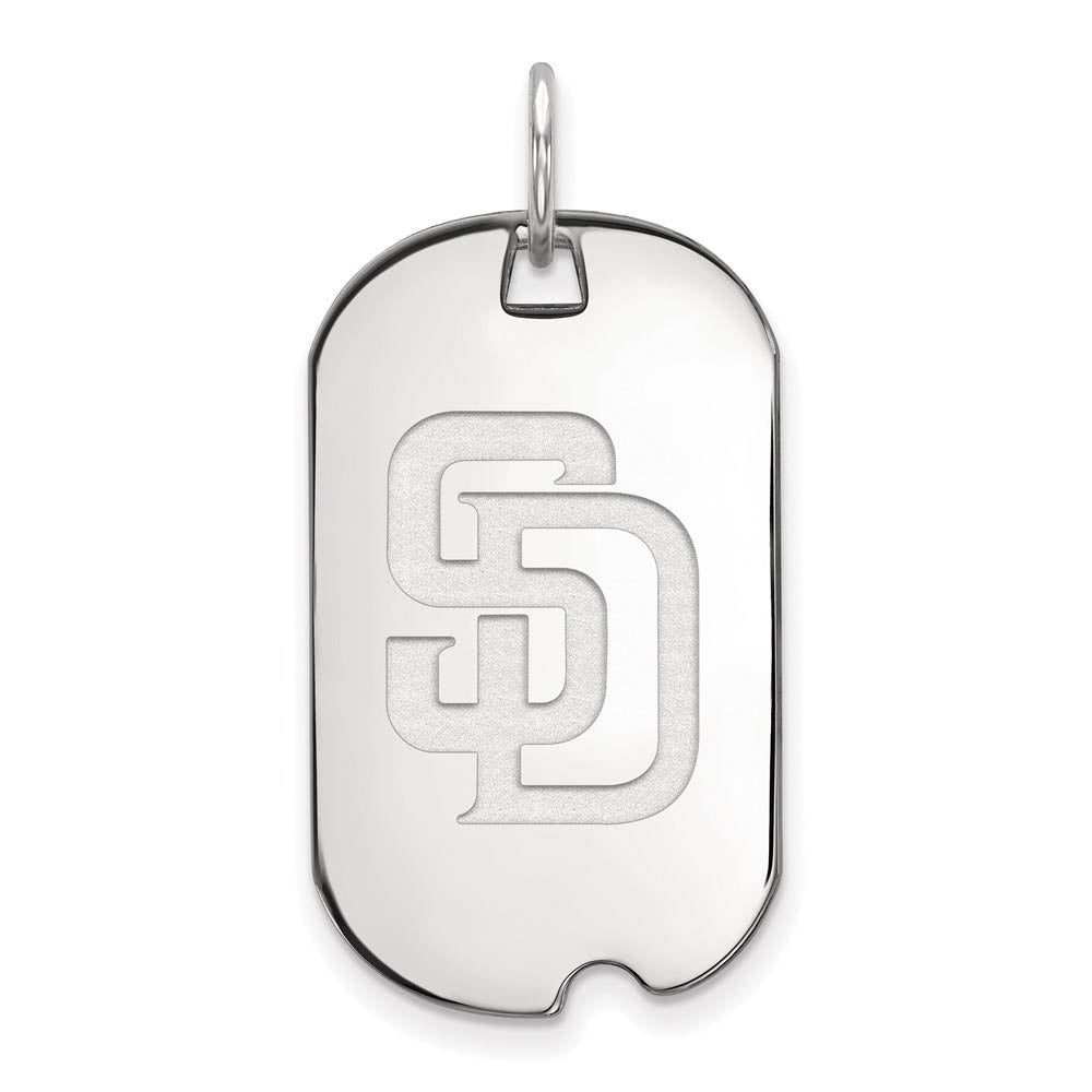Sterling Silver MLB San Diego Padres Small Dog Tag Pendant, Item P32902 by The Black Bow Jewelry Co.