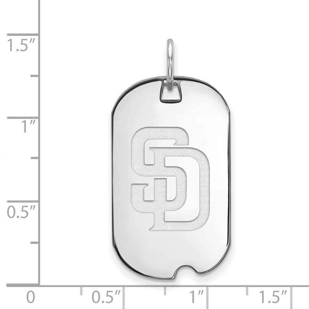 Alternate view of the Sterling Silver MLB San Diego Padres Small Dog Tag Pendant by The Black Bow Jewelry Co.