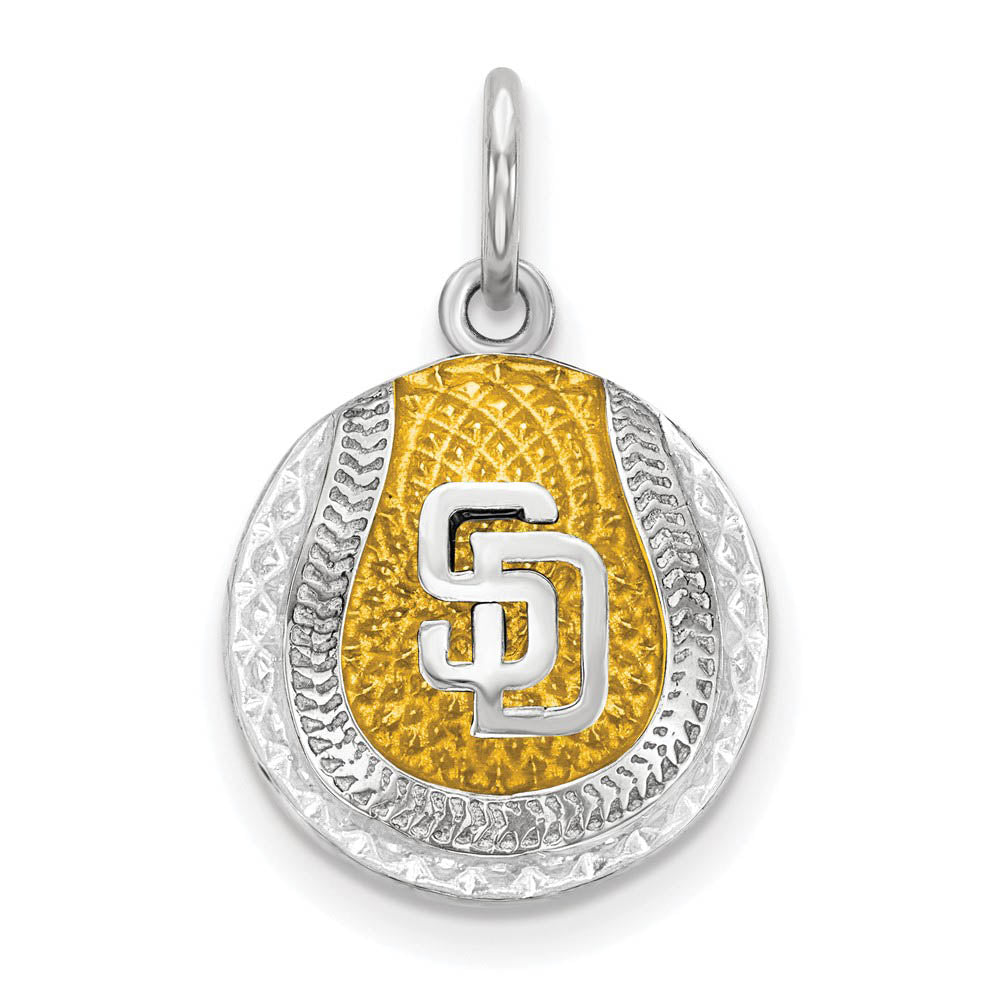 Sterling Silver MLB San Diego Padres MD Enamel Baseball Charm, Item P32906 by The Black Bow Jewelry Co.