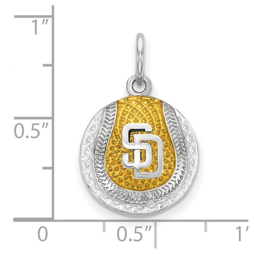 Alternate view of the Sterling Silver MLB San Diego Padres MD Enamel Baseball Charm by The Black Bow Jewelry Co.