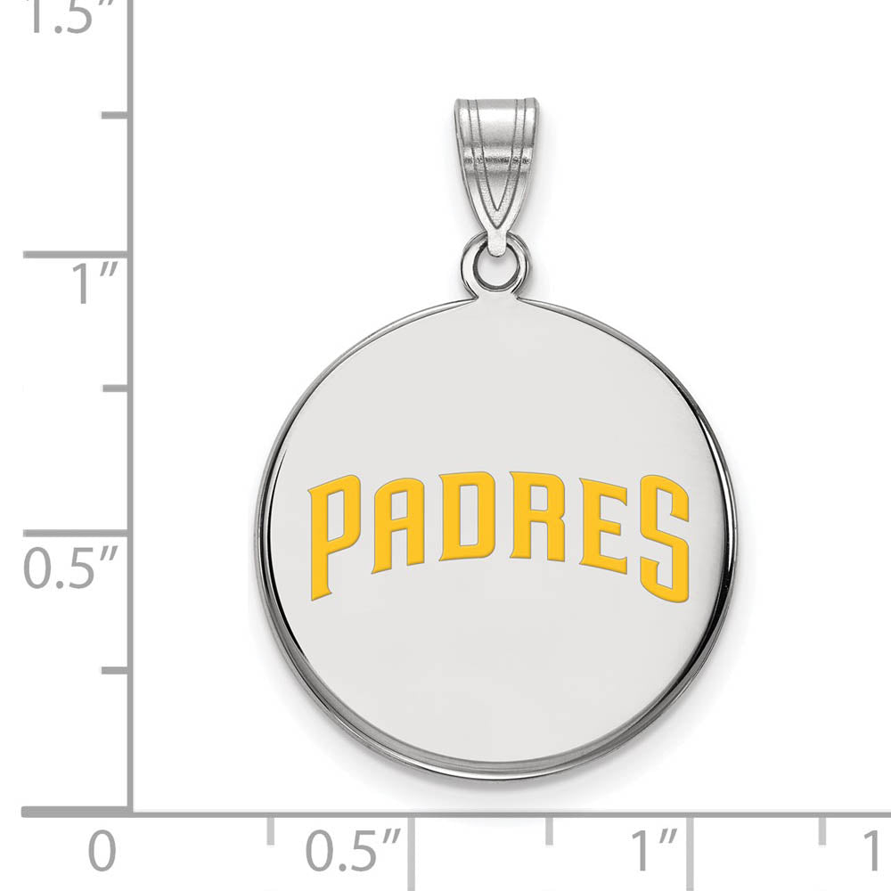 Alternate view of the Sterling Silver MLB San Diego Padres LG Enamel Script Disc Pendant by The Black Bow Jewelry Co.