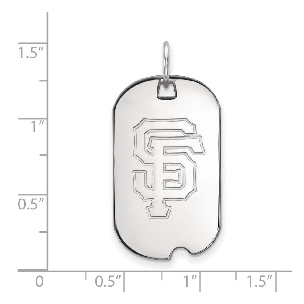 Alternate view of the 10K White Gold MLB San Francisco Giants Small Dog Tag Pendant by The Black Bow Jewelry Co.