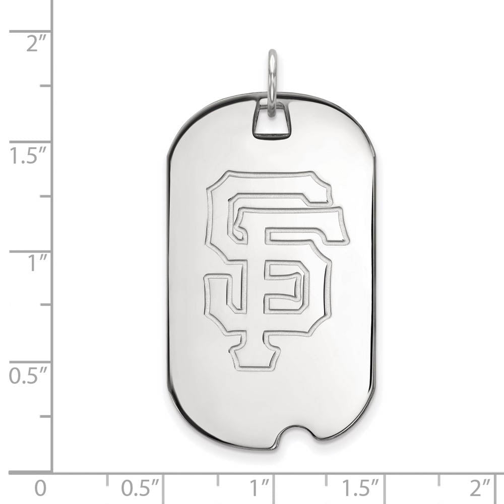 Alternate view of the 10K White Gold MLB San Francisco Giants Large Dog Tag Pendant by The Black Bow Jewelry Co.