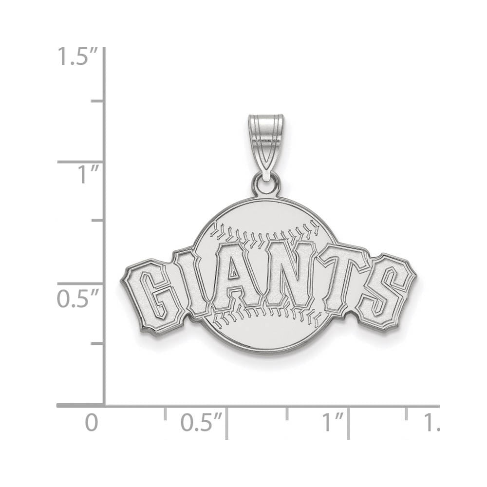 Alternate view of the 10K White Gold MLB San Francisco Giants Script Baseball Large Pendant by The Black Bow Jewelry Co.