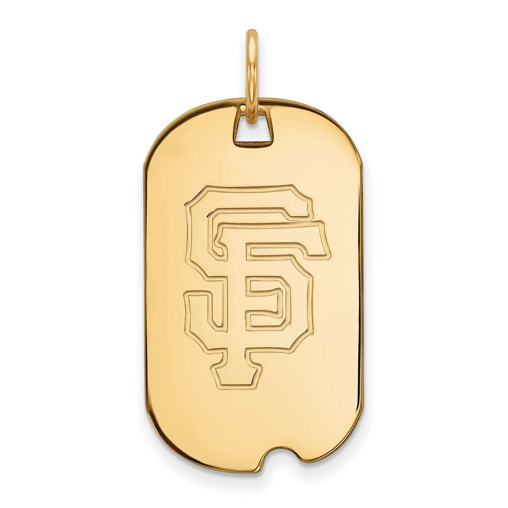 10K Yellow Gold MLB San Francisco Giants Small Dog Tag Pendant, Item P32929 by The Black Bow Jewelry Co.
