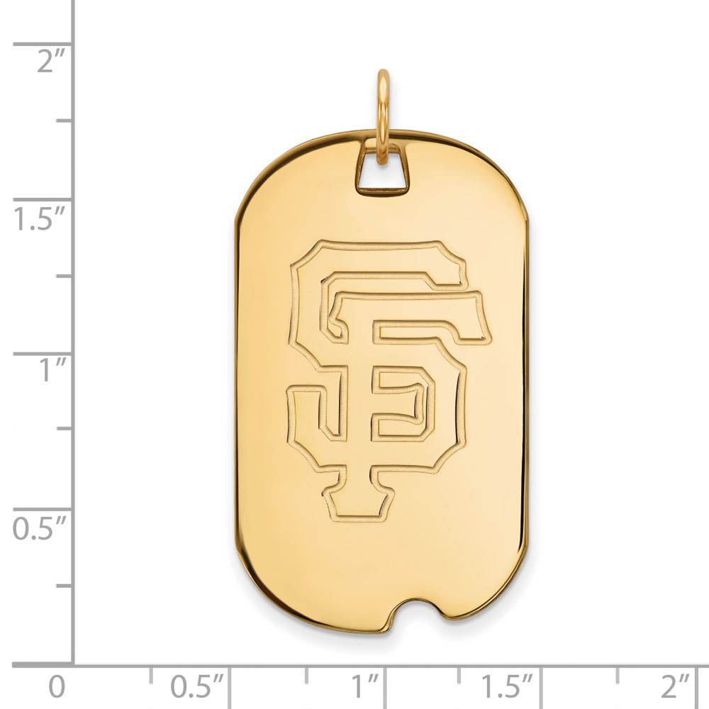Alternate view of the 10K Yellow Gold MLB San Francisco Giants Large Dog Tag Pendant by The Black Bow Jewelry Co.