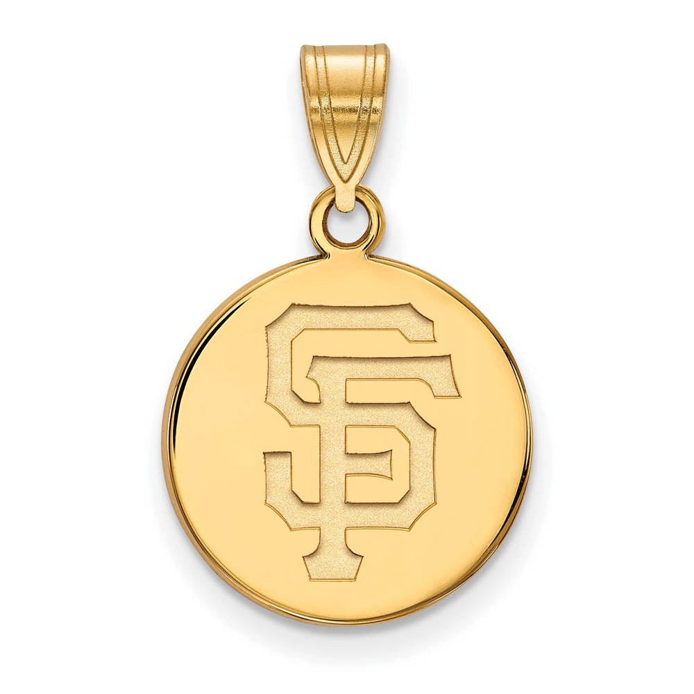 10K Yellow Gold MLB San Francisco Giants Medium Disc Pendant, Item P32931 by The Black Bow Jewelry Co.