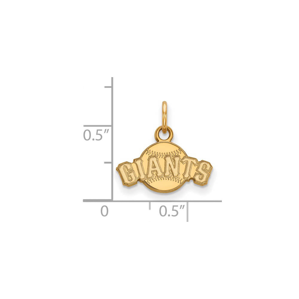 Alternate view of the 10K Yellow Gold MLB San Francisco Giants Script Baseball XS Charm by The Black Bow Jewelry Co.