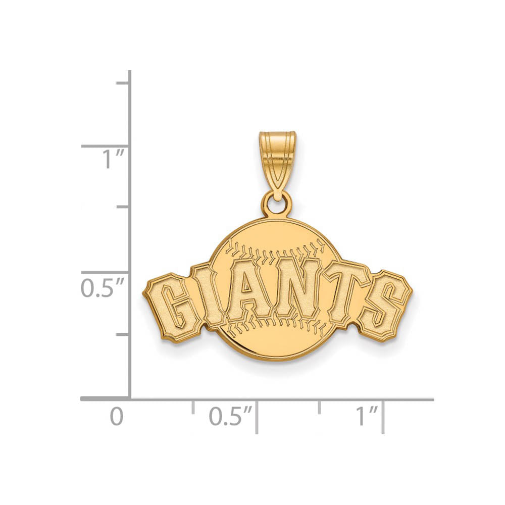 Alternate view of the 10K Yellow Gold MLB San Francisco Giants Script Baseball MD Pendant by The Black Bow Jewelry Co.