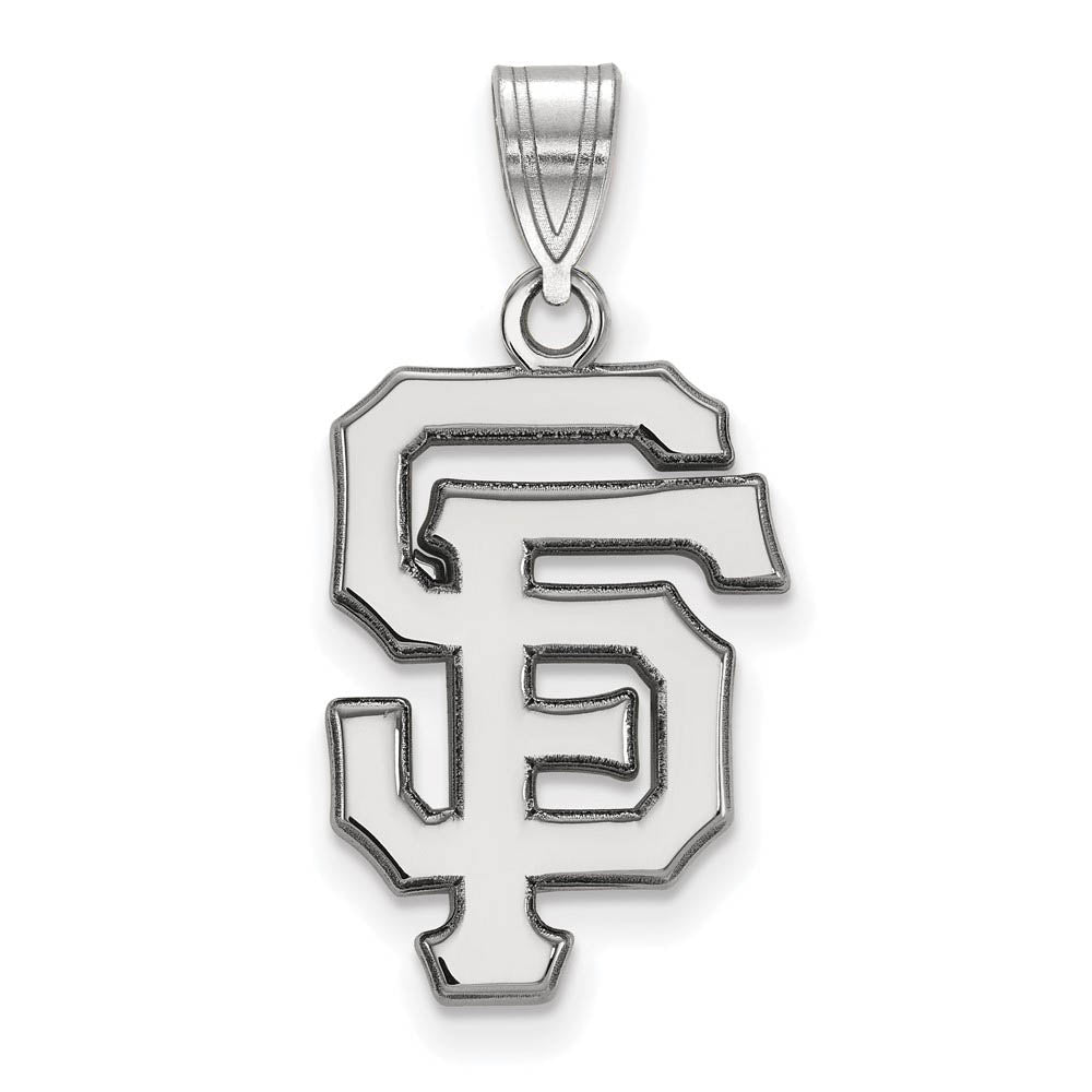 14K White Gold MLB San Francisco Giants Large Pendant, Item P32940 by The Black Bow Jewelry Co.