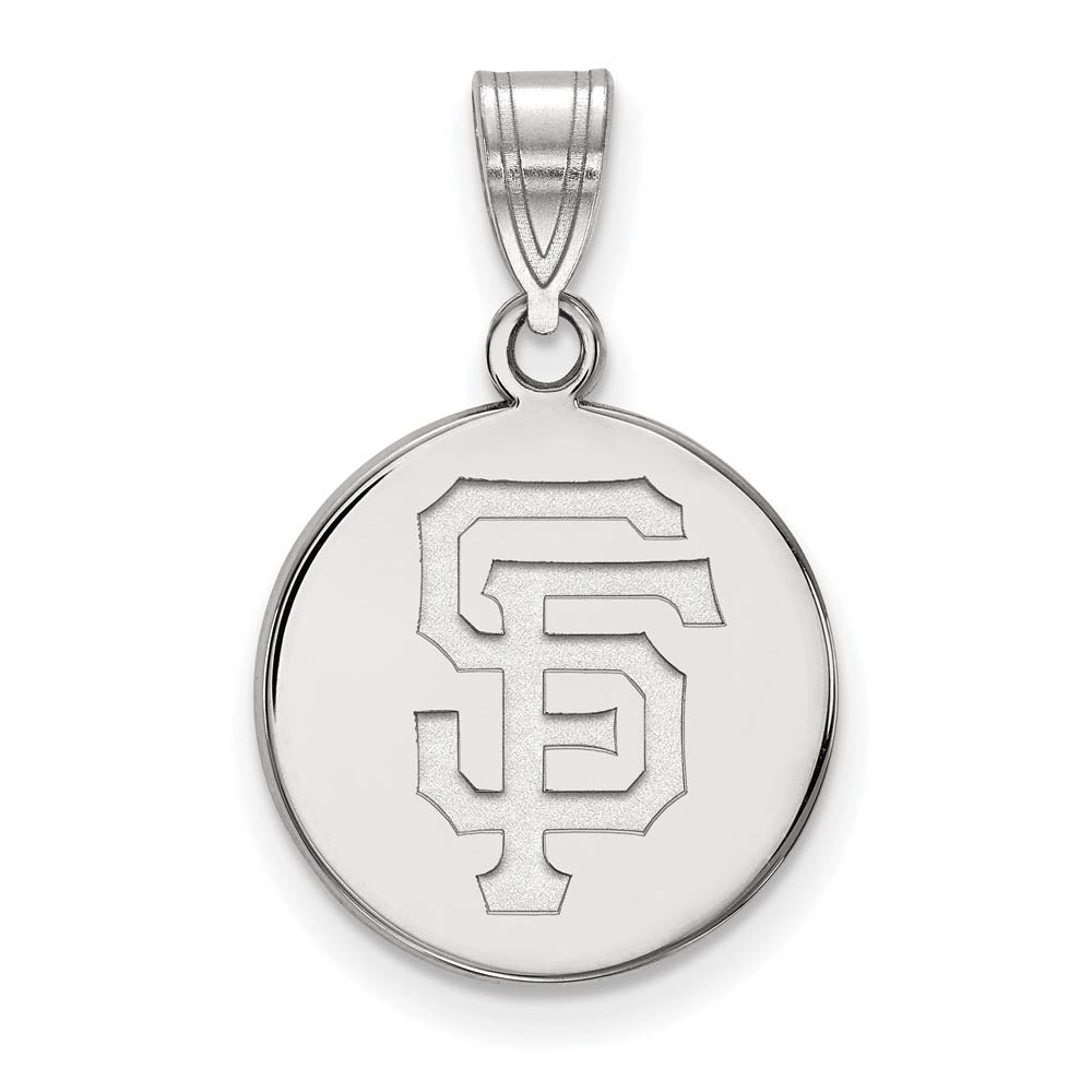 14K White Gold MLB San Francisco Giants Medium Disc Pendant, Item P32944 by The Black Bow Jewelry Co.