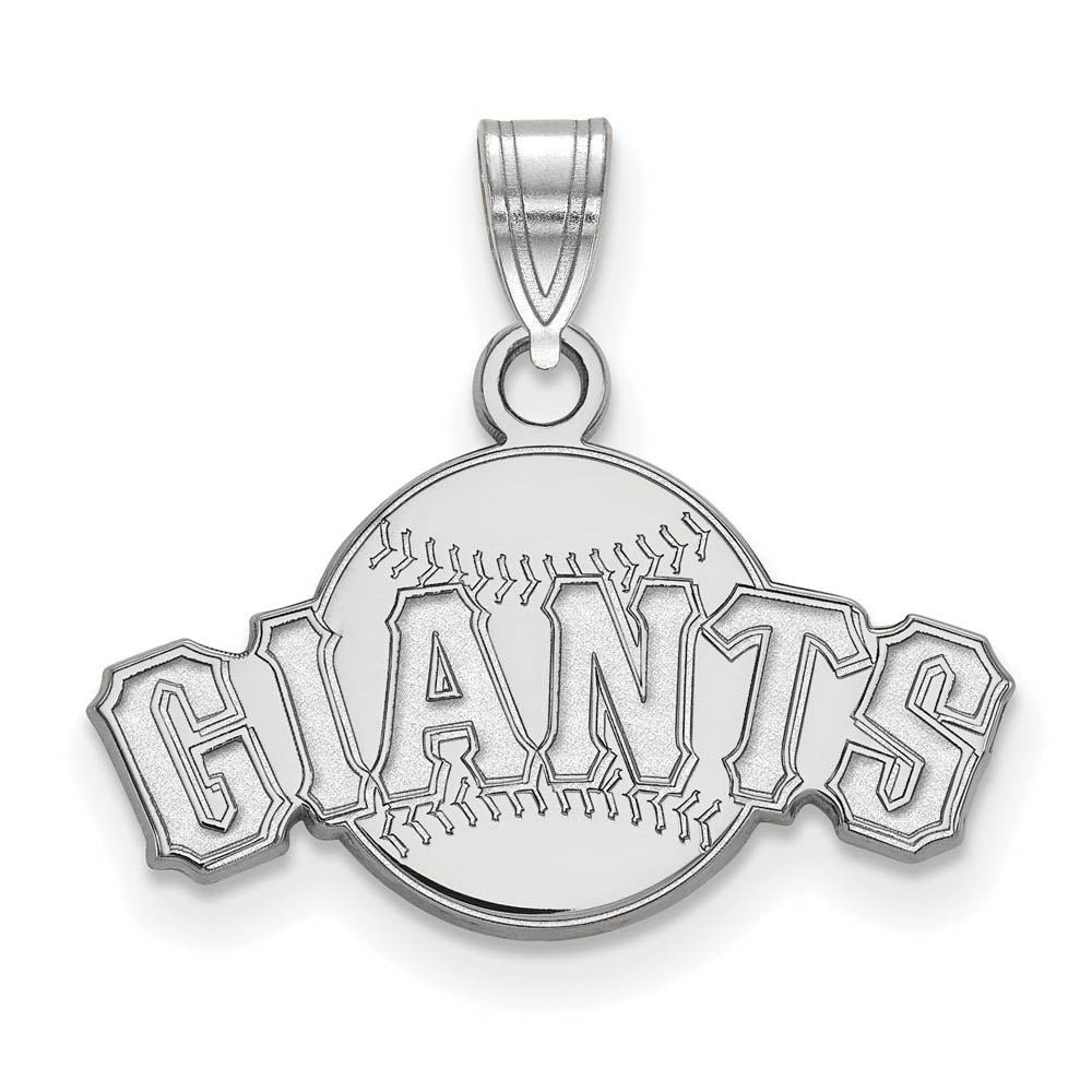 14K White Gold MLB San Francisco Giants Script Baseball Small Pendant, Item P32947 by The Black Bow Jewelry Co.