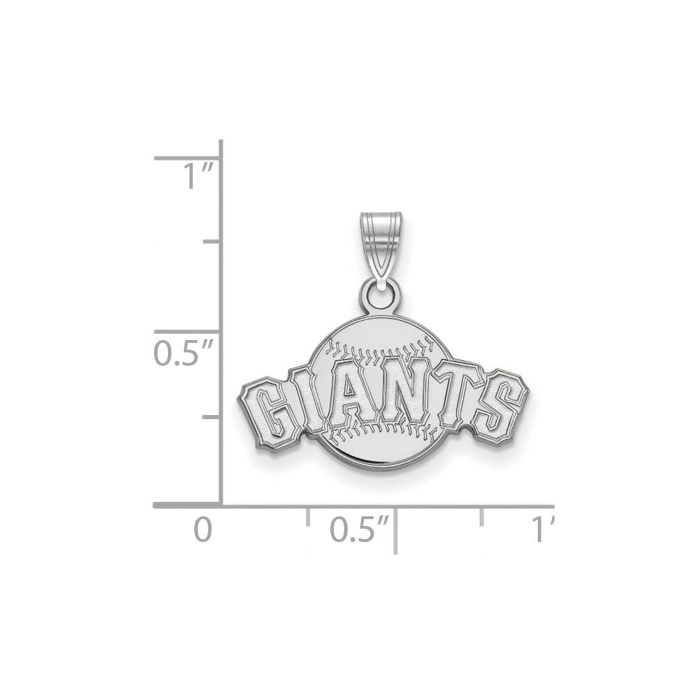 Alternate view of the 14K White Gold MLB San Francisco Giants Script Baseball Small Pendant by The Black Bow Jewelry Co.