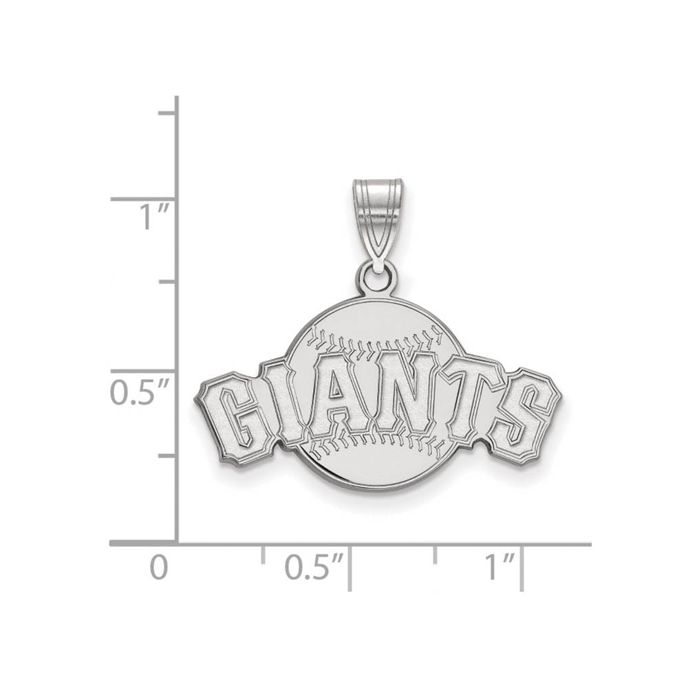 Alternate view of the 14K White Gold MLB San Francisco Giants Script Baseball Medium Pendant by The Black Bow Jewelry Co.