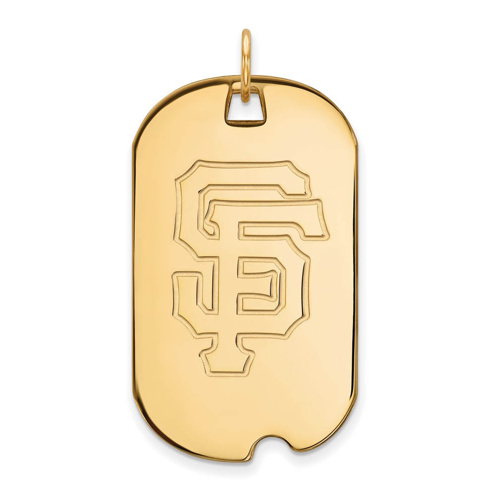 14K Yellow Gold MLB San Francisco Giants Large Dog Tag Pendant, Item P32956 by The Black Bow Jewelry Co.