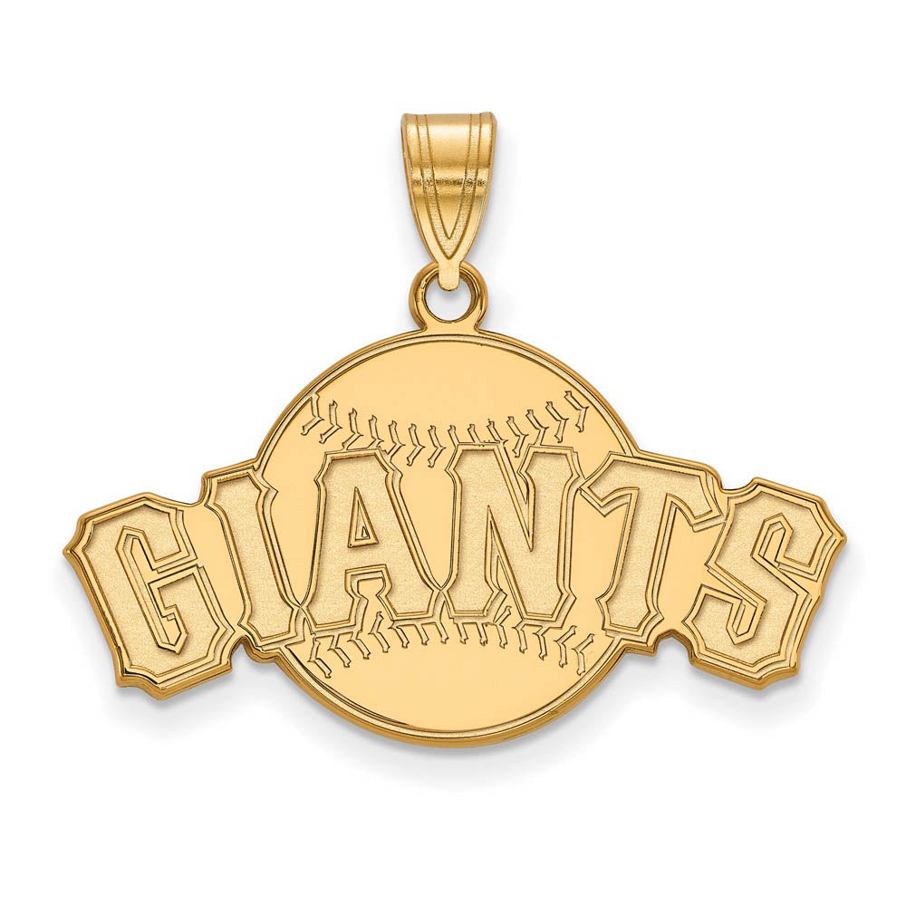 14K Yellow Gold MLB San Francisco Giants Script Baseball Large Pendant, Item P32962 by The Black Bow Jewelry Co.
